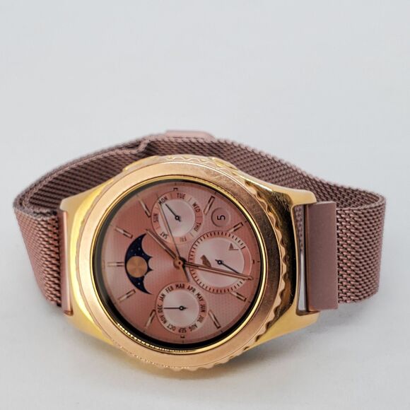Samsung Galaxy Gear S2 40MM Rose Gold Case Rose Gold Milanese Band Working - Picture 1 of 16